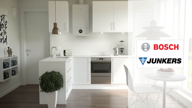 Bosch Junkers Logo vor einer Küche